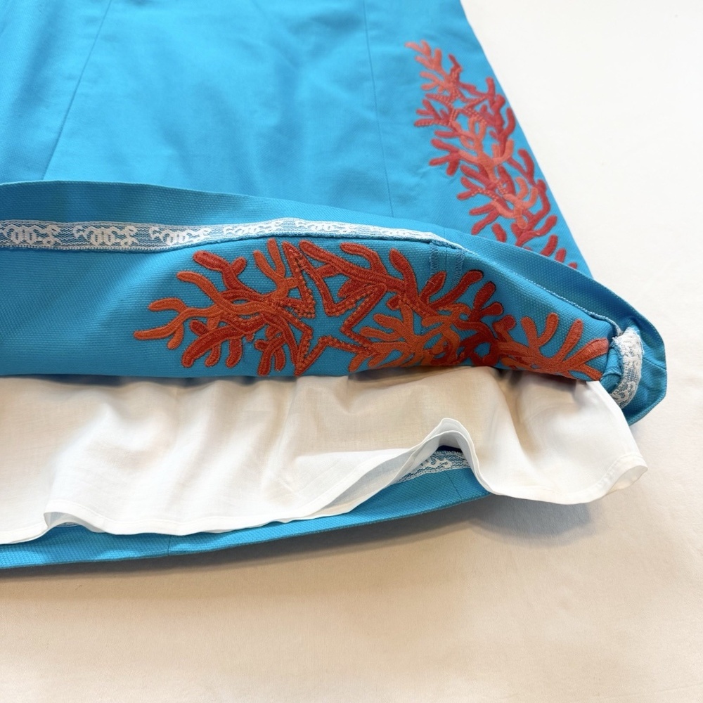 Lilly Pulitzer Size 10 Bowen Tourquise Lorac Panel Embroidery Strapless Dress - Picture 11 of 14